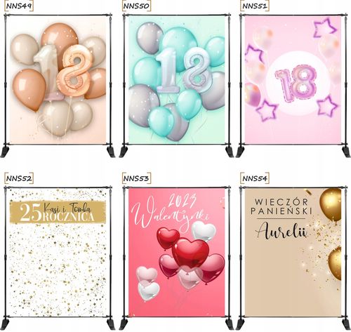 TŁO ścianka FOTO osiemnaste urodziny + RÓŻNE WZORY na Arena.pl