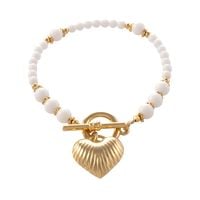 Bransoletka z agatów, z ryflowanym sercem (B25/LAT/20AU)