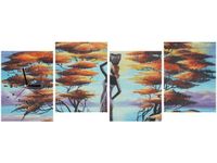 45CM 120CM ZEGAR 4 ELEM AFRYKAŃSKA DZIEWCZYNA KOSZEM ŚCIENNY