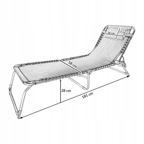 LEŻAK SKŁADANY OGRODOWY ŁÓŻKO POLOWE Z PODUSZKĄ TURYSTYCZNE RELAX C. SZARY na Arena.pl