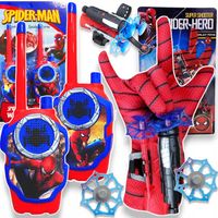 ZESTAW SPIDERMAN 4w1 WALKIE TALKIE RĘKAWICA WYRZUTNIA SIECI STRZAŁKI PAJĄK