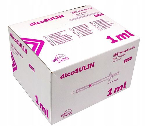 Strzykawki Insulinowe Z Igłą U100 1ml Zestaw 100 Sztuk 0,4x13 mm Zarys na Arena.pl