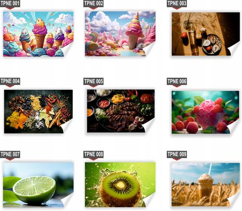 Fototapeta PREMIUM STRUKTURA ZMYWALANA lody otoczone chmurami i cukierkami na Arena.pl