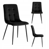 KRZESŁO TAPICEROWANE WELUROWE LOFTOWE NOWOCZESNE CZARNE DO SALONU