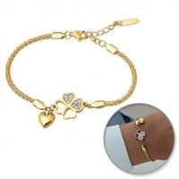 bransoletka na rękę stal chirurgiczna pozłacana 14k złotem serca