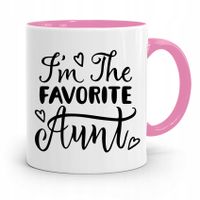 Kubek Różowy Prezent Dla Cioci I'm Favorite Aunt! Z Nadrukiem Ze Zdjęciem