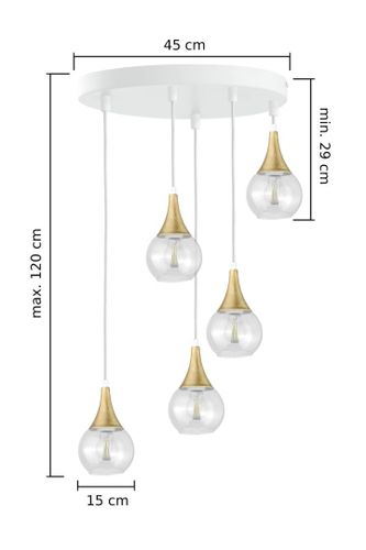 Lampa wisząca 5xE27 LACRIMA CLEAR WHITE/GOLD na Arena.pl