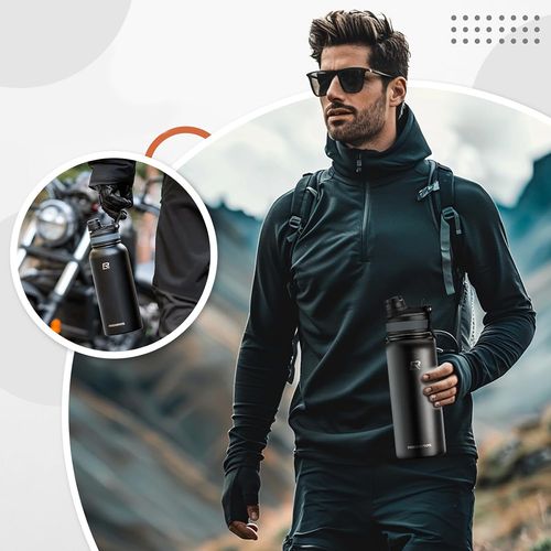 Bidon rowerowy butelka termiczna na napoje stal nierdzewna 530ml - czarny na Arena.pl