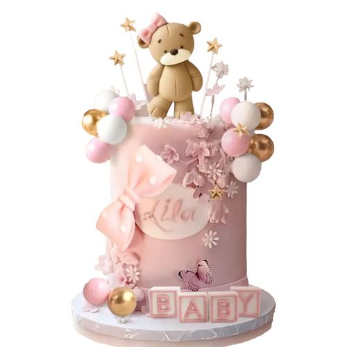 CALY Zestaw dekoracji na tort – MIS z różową kokardką + napis BABY ROCZEK na Arena.pl