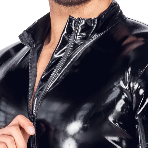 black level playsuit męski winylowy czarny 2xl z 3-kierunkowym zamkiem na Arena.pl