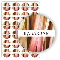 NAKLEJKI rabarbarowy samoprzylepne kolorowe RABARBAR słoik przetwory 5cm