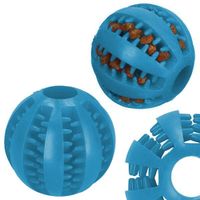 Gryzak dla psa gumowa piłka na przysmaki i do czyszczenia zębów niebieska