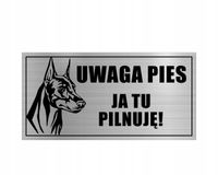 UWAGA PIES Tabliczka ostrzegawcza na bramę nierdzewna z grawerem doberman