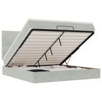 Rama łóżka otomana z materacami, szara, 180x200 cm, aksamit