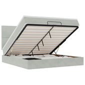 Rama łóżka otomana z materacami, szara, 180x200 cm, aksamit