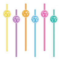 Słomki papierowe kolorowe Retro Disco, 6 szt.