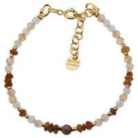 Bransoletka mix - Turmalin brązowy, cytryn, kamień słoneczny i srebro złocone