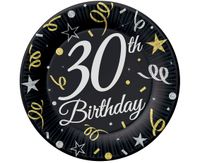 talerzyki papierowe 30-te urodziny 23cm/6szt.party