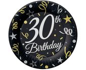 talerzyki papierowe 30-te urodziny 23cm/6szt.party