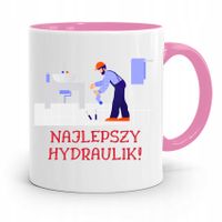 Kubek Różowy Prezent Dla Najlepszego Hydraulika Z Nadrukiem Ze Zdjęciem