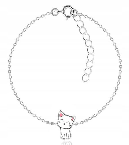 Bransoletka srebrna dla dziewczynki kot kotek celebrytka srebro próba 925 na Arena.pl