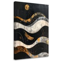 Obraz do salonu loftu biura, Abstrakcja geometryczna złotoczarna