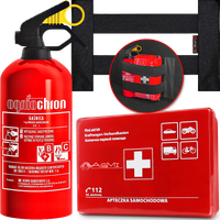 GAŚNICA 1KG OGNIOCHRON APTECZKA + RZEP UCHWYT DO BAGAŻNIKA MOCOWANIE