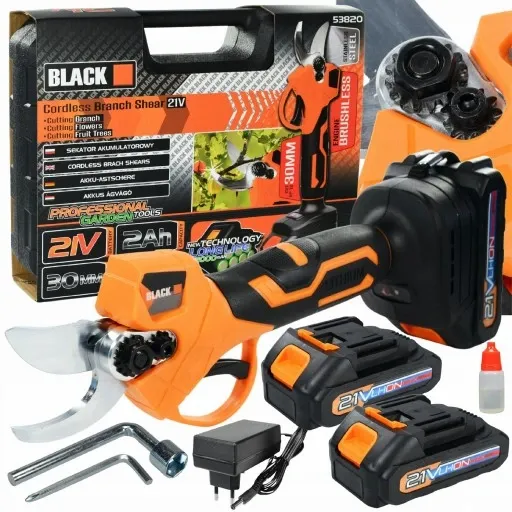 SEKATOR AKUMULATOROWY DO KRZEWÓW GAŁĘZI 30mm 21V + 2 X AKU 2Ah i Ładowarka zdjęcie 1