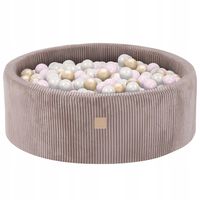 Suchy Basen z Kulkami 90x30 Piankowy Basen Sztruksowy BEŻ 200 piłek MISIOO