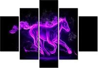 105CM 150CM OBRAZ 5 ELEM FIOLETOWY MUSTANG DRUK