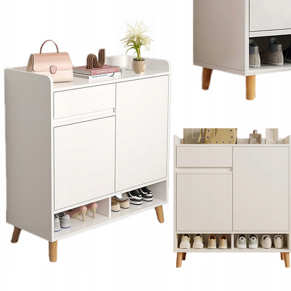 NOWOCZESNA KOMODA SZAFKA BIAŁA POJEMNA MIEJSCE NA BUTY Z SZUFLADĄ LOFT zdjęcie 2