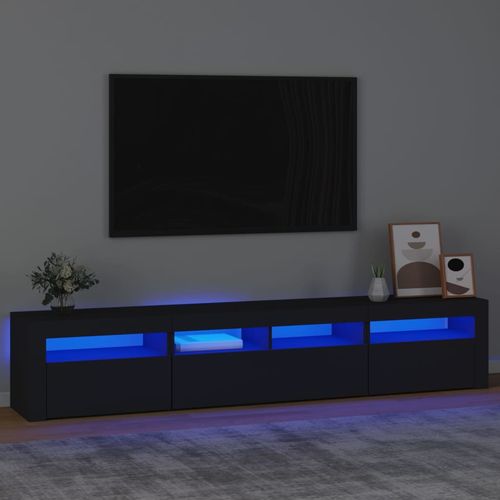 Szafka pod TV z oświetleniem LED, czarna, 210x35x40 cm na Arena.pl