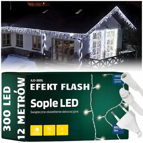 LAMPKI SOPLE LED ZEWNĘTRZNE ŚWIATEŁKA ŚWIĄTECZNE FLASH 300LED GRUBY PRZEWÓD na Arena.pl