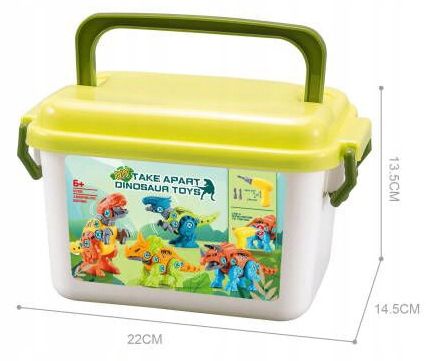 DINOZAURY DO SKRĘCANIA ROZKRĘCANIA z wkrętarką Zestaw 4 FIGURKI kuferek na Arena.pl