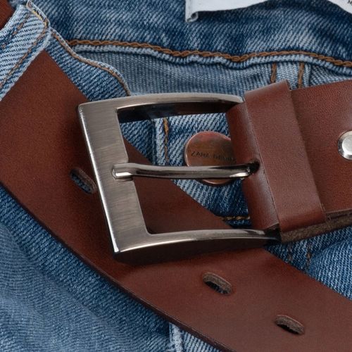 Skórzany pasek męski BRĄZOWY szeroki do spodni 85 na Arena.pl