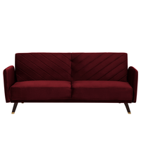 Sofa rozkładana welurowa bordowa SENJA
