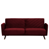 Sofa rozkładana welurowa bordowa SENJA