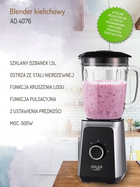 BLENDER KIELICHOWY ROBOT MIKSER 1000W ADLER AD4076 zdjęcie 5