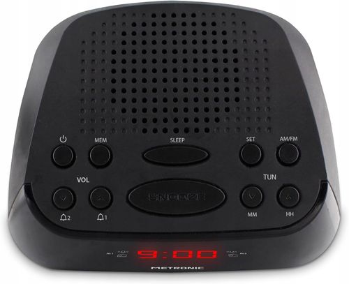 Radio sieciowe FM Metronic 477003 Radiobudzik, z podwójnym alarmem - Czarny na Arena.pl