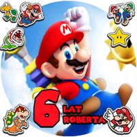 OPŁATEK NA TORT 30CM - SUPER MARIO BROS + IMIĘ + GRATIS! 24CM 26CM