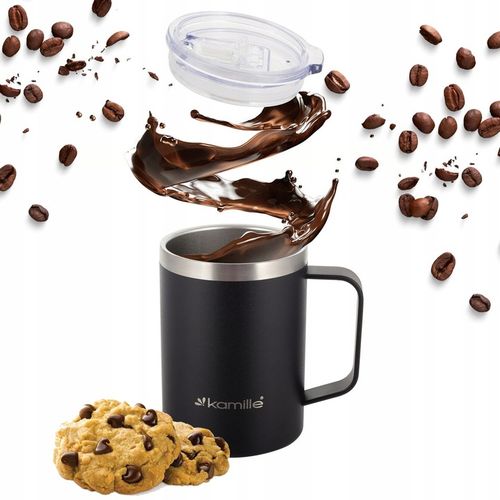 KUBEK TERMICZNY stalowy TERMOS do kawy herbaty z uchwytem KAMILLE 360ml na Arena.pl