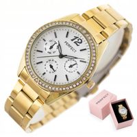 ZEGAREK DAMSKI PERFECT AIDA cyrkonie złoty +BOX +GRAWER