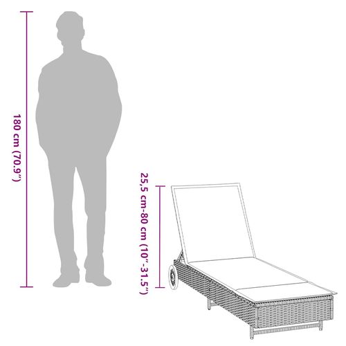 Leżak na kółkach, z poduszką, brązowy, polirattan na Arena.pl