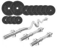 ZESTAW kulturystyczny żeliwny 40kg SZTANGA obciążenia Z GRYFEM siłownia