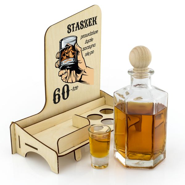 Karafka barek kieliszki z nadrukiem URODZINY 60 zdjęcie 3