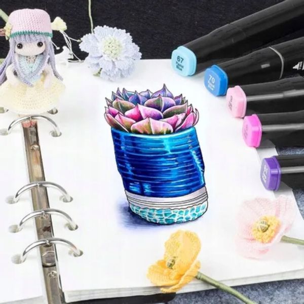 Zestaw 168 Dwustronnych Markerów Alkoholowych Pro z Praktyczną Torbą zdjęcie 9