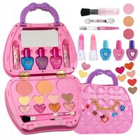 ZESTAW KOSMETYKÓW DO MAKIJAŻU PAZNOKCI MakeUp CIENIE LAKIERY SZMINKI KUFER