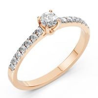 pierścionek z różowego złota 585 z diamentem (brylantem) 0,41 ct lab