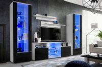 Pan Igiełka Meblościanka Czarny Biały Dąb Wotan 5 Elementów Zestaw Mebli