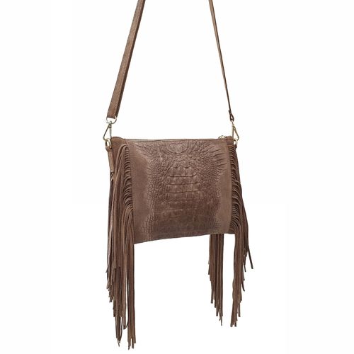 VERA PELLE torebka zamszowa listonoszka boho z frędzlami V001 granatowa na Arena.pl